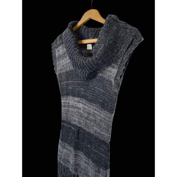 Rue 21 Tunic Sweater Top Y2K Bodycon Wiggle Gray Stripe Preppy Cowl Neck Size M - Picture 2 of 9